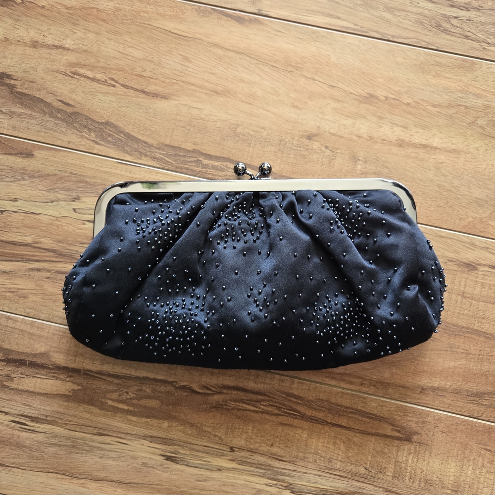 Express Black Beaded Clutch